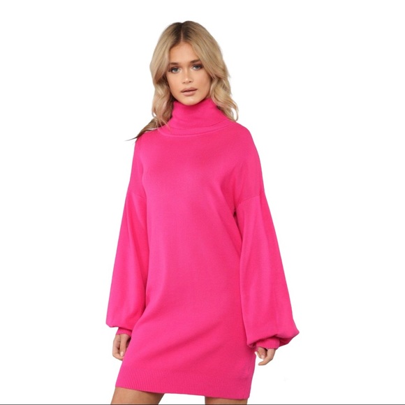 Fashion Nova Sweaters - Catch me looking cozy Hot Pink Sweater Dress Fashion Nova S
